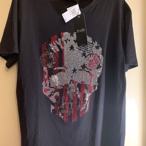 Truth Skull T Shirt XL Rhinestone Skull Dazzling